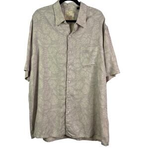 Tasso Elba Island Print Hawaiian Shirt Mens 2XL Pink Silk Linen Blend